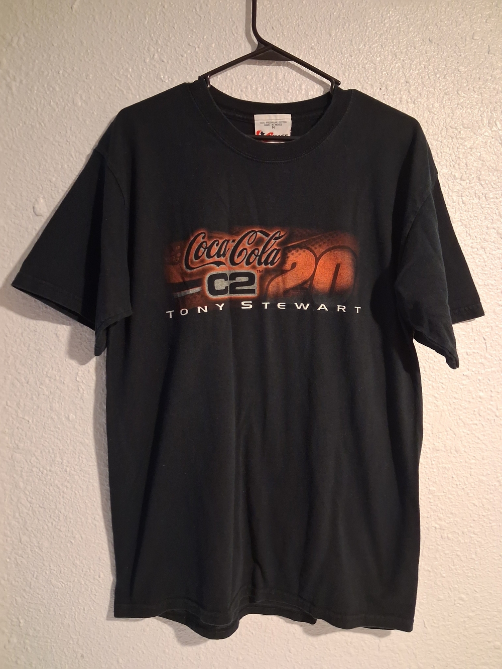Coca Cola Tony Stewart Black Graphic Tee Vintage Y2k Chase Authentics DS Motor